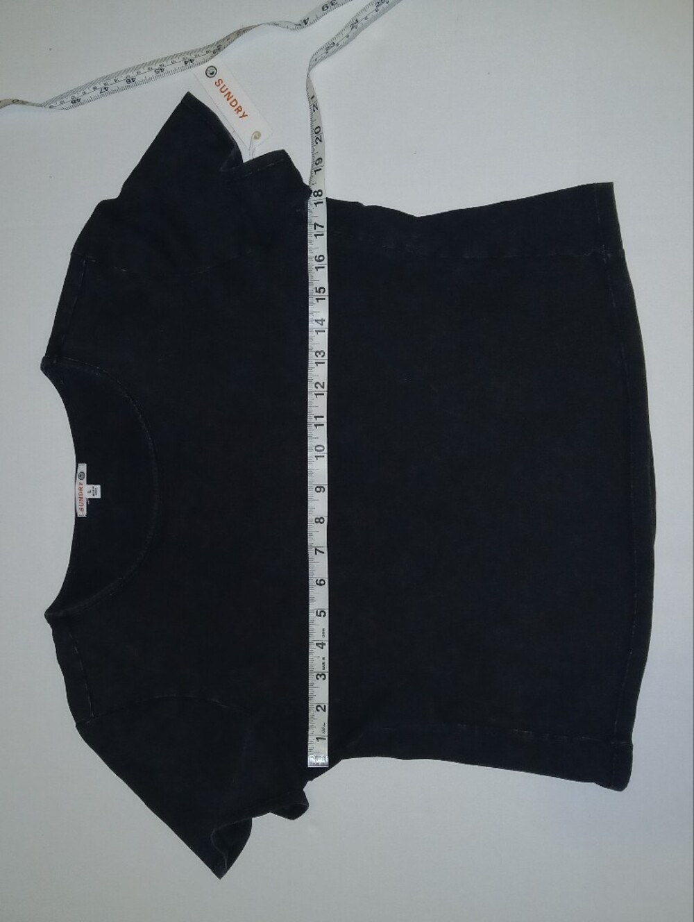 Sundry Short Sleeve Boxy Cropped Tee, Washed Charcoal Black - Picture 3 of 6